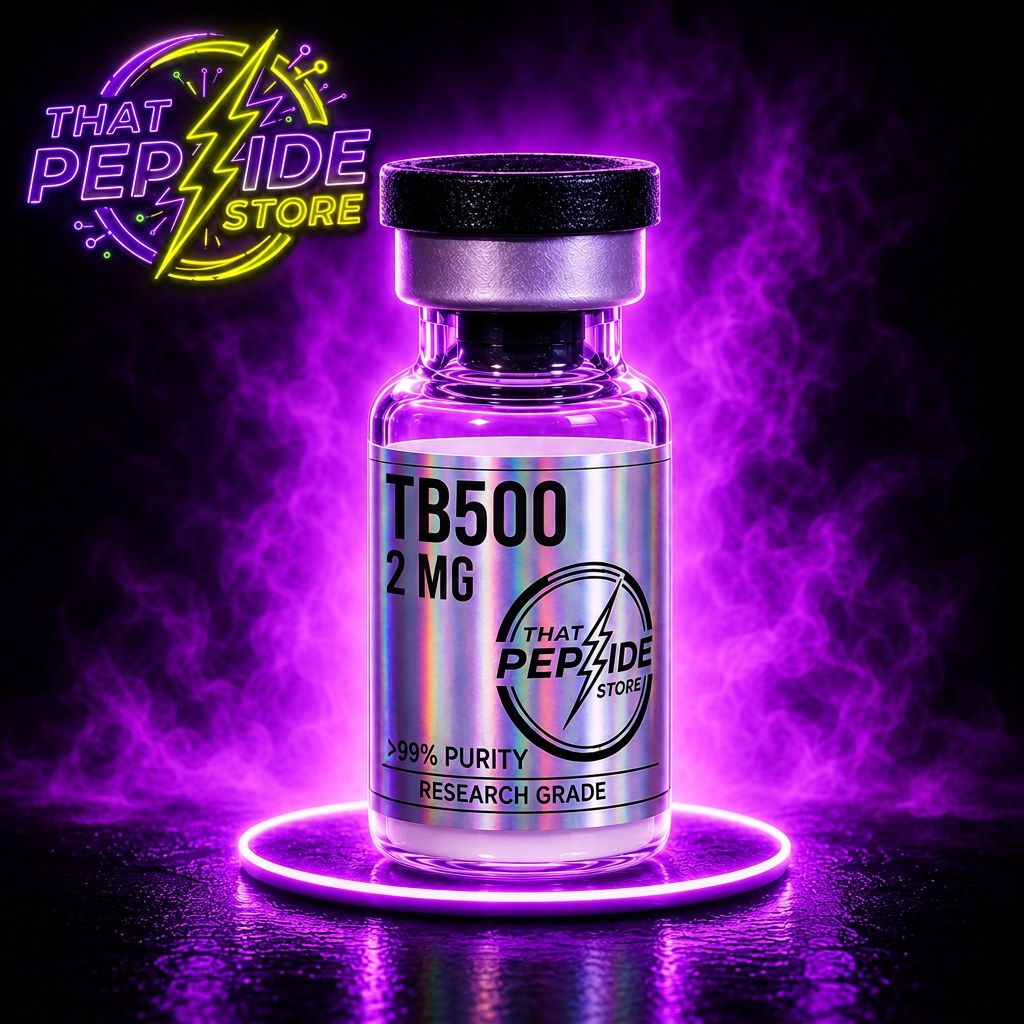 TB500 2mg research peptide vial — lyophilized powder, ≥99% HPLC purity, third-party COA available. For research use only.